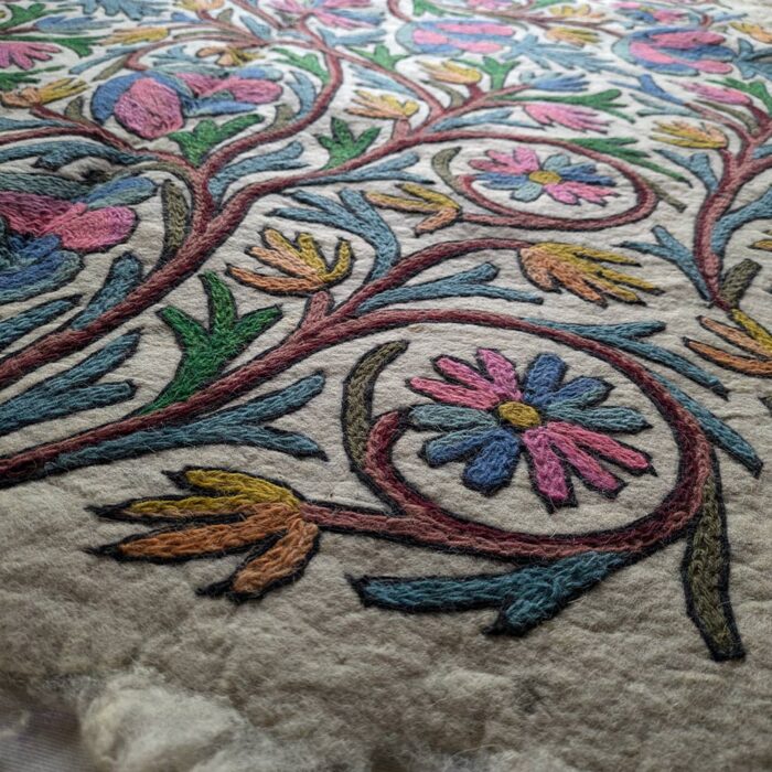 Large Kashmiri Pure Wool Handmade Namda Rug (Size: 7*5 feet) - Pathan - Image 4