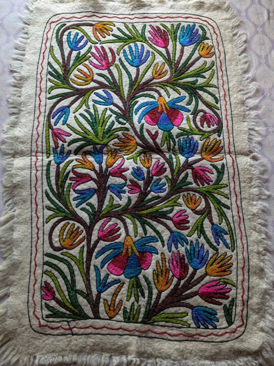 Nishat Kashmiri Namda Rug | Wool with Hand Embroidery (Size: 4.5*3 feet)
