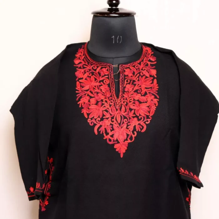 Noori Black Kashmiri Girls Pheran With Aari Crafted for Winter Wear (L30) - Image 2