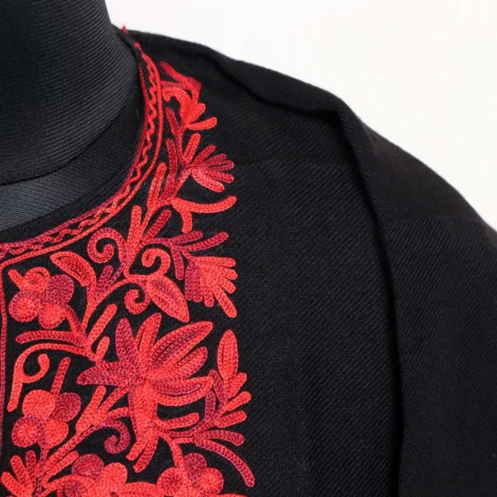 Noori Black Kashmiri Girls Pheran With Aari Crafted for Winter Wear (L30) - Image 3