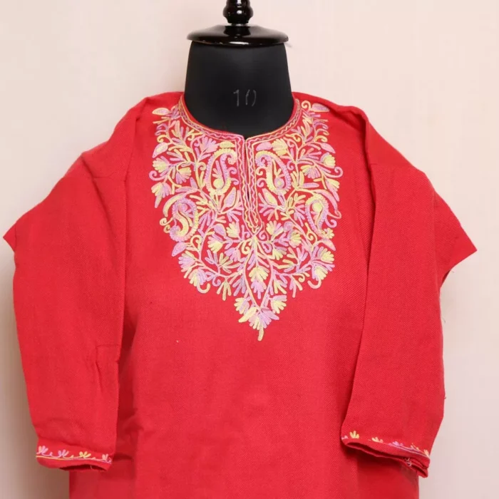 Khatoon Kashmiri Pink Girls Pheran With Aari Crafted for Winter Wear (L30) - Image 2