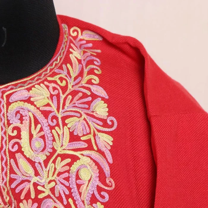 Khatoon Kashmiri Pink Girls Pheran With Aari Crafted for Winter Wear (L30) - Image 3