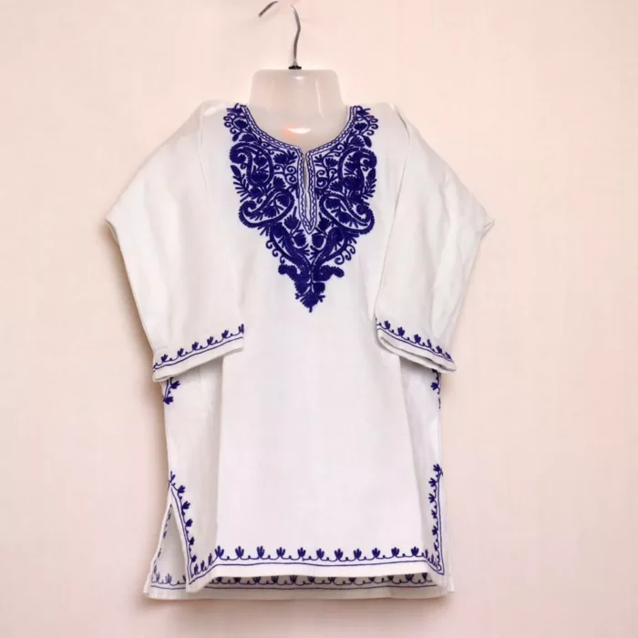 White Janoon Kashmiri Girls Pheran With Badam Aari Embroidery ( 4-5 Y )