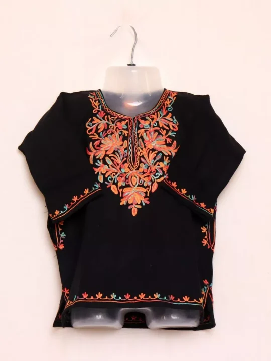 Black Mehbooba Kashmiri Girls Pheran Aari Embroidered (1-2 years)