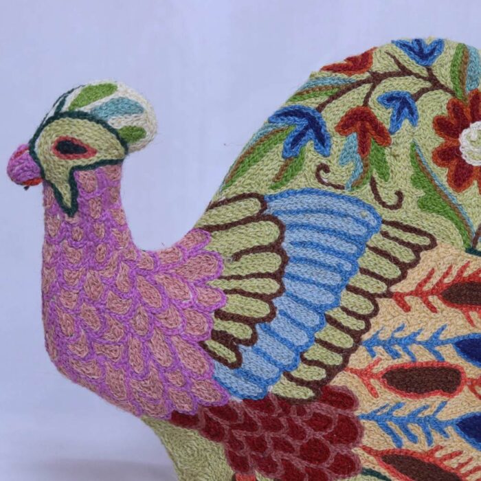 Peacock Kashmiri Tea Cozy Cover | Quilted | Handmade Chainstitch - Image 2