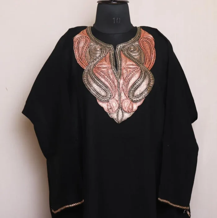 Pashnoor Black Kashmiri Tilla Embroidered Raffal Pheran - Image 2