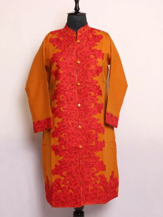 Ahbab Mustard Kashmiri Warm Cashmilon Coat