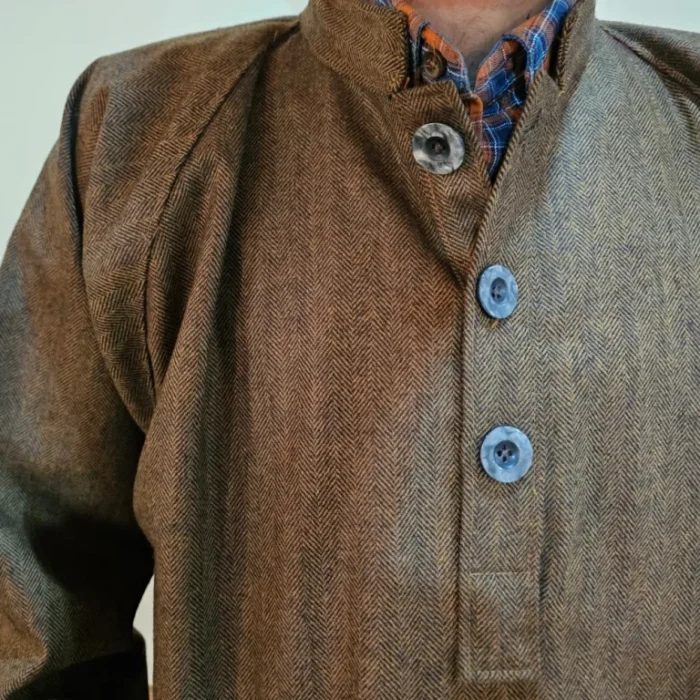 Brown Tweed Pheran Coat for Gents - Warm and Stylish - Image 3