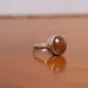 Kashmiri Traditional Antique Silver Adjustable Ring - Natural Aqeeq Stone