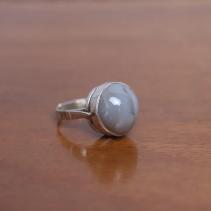 Vintage Traditional Natural Igore Silver Adjustable Stone Ring