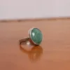 Traditional Antique Natural Jade Stone Adjustable Silver Ring