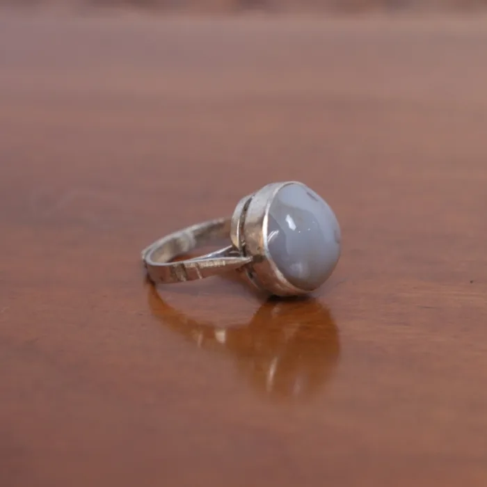 Vintage Traditional Natural Igore Silver Adjustable Stone Ring - Image 2