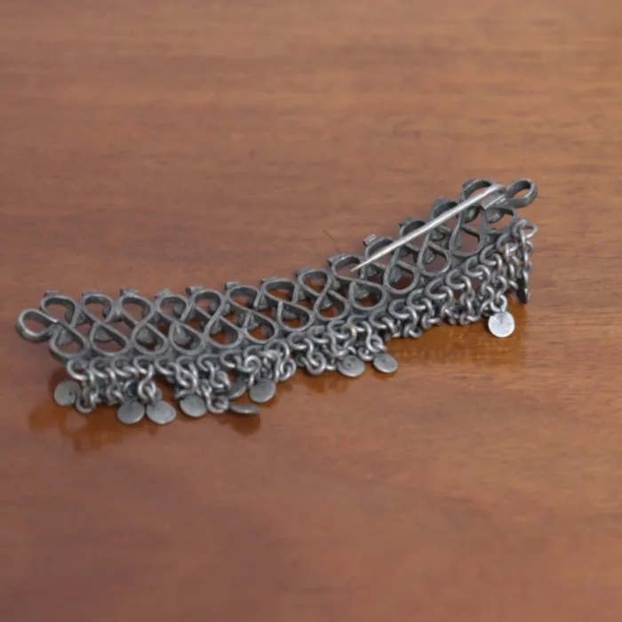 Vintage Traditional Antique Silver Hairclip with Intricate Design