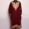 Ameena Maroon Cashmilon Pheran with Aari Work