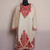 White Cream Raffal Kashmiri Pheran with Heavy Daaman Embroidery (51,41.5)- Fatima Collection