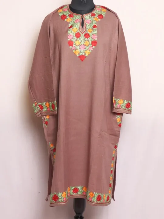 Zehra Raffal Beige Aari Embroidered Pheran for Women