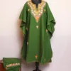 Zufaiz Green Kashmiri Cashmilon Kaftan Set With Aari Embroidery