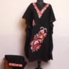 Fareed Black Winter Cashmilon Kaftan Set With Aari Embroidery