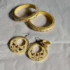 Yellow Beautiful Paper Mache Jewelry Set | Earrings, Bangles, and Ring