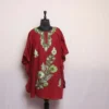 Aria's Maroon Summer Short Cotton Kids Kaftan - Floral Aari Embroidered