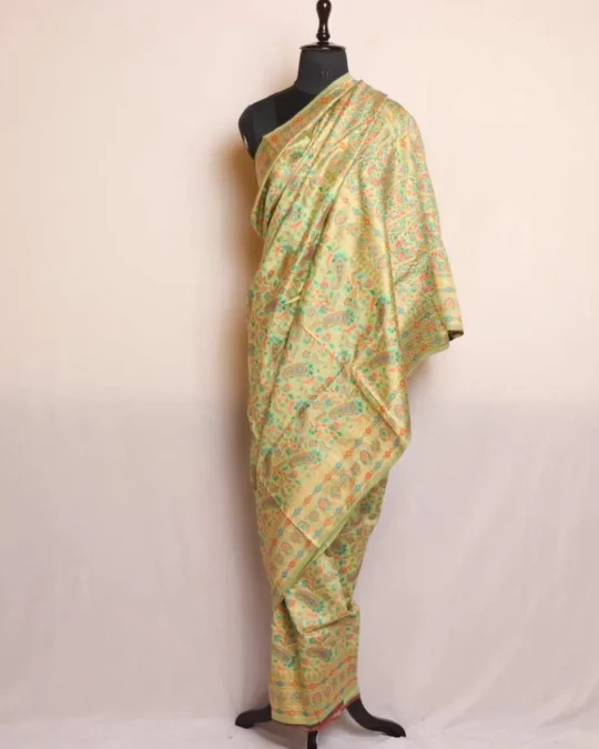 Lavish Green Lokut Badami Salma Kani with Zari Saree