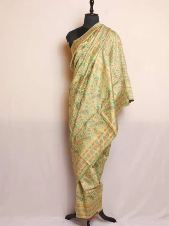 Lavish Green Lokut Badami Salma Kani with Zari Saree