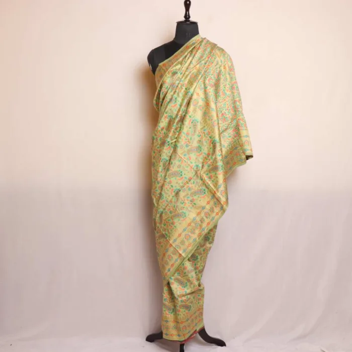 Lavish Green Lokut Badami Salma Kani with Zari Saree