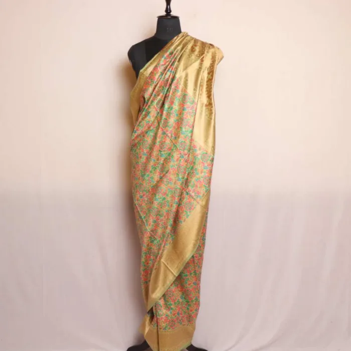 Green Floral Rose Salma Kani with Zari Saree