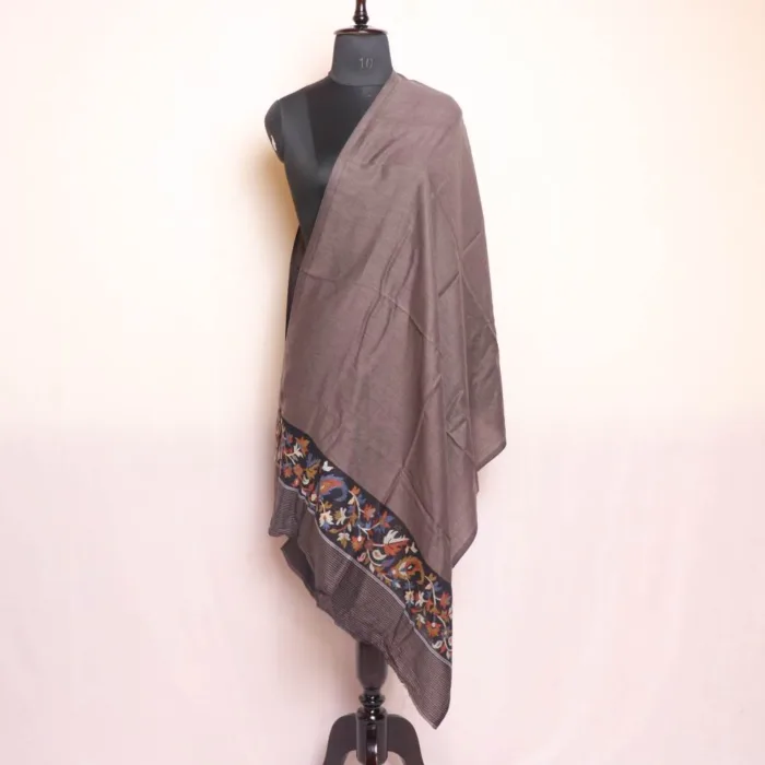 Kani Palla Wool Stole Brown - Image 3
