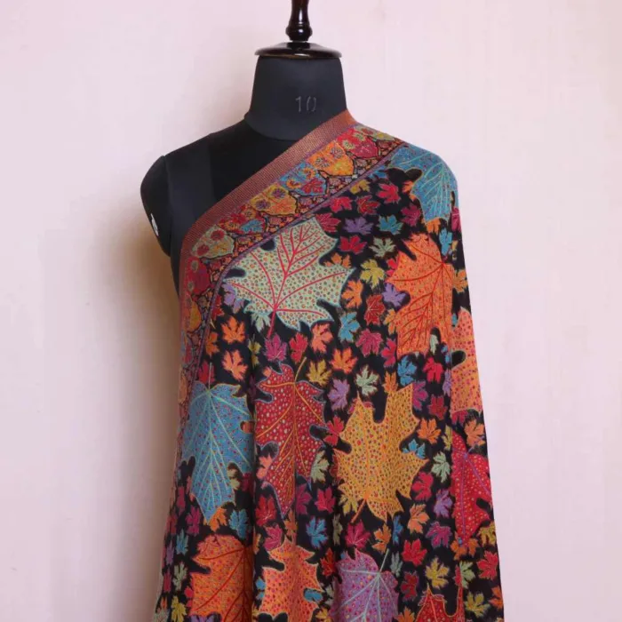 Luxe Black Chinar Soft Silk Kani Stole | Dupatta - Image 3