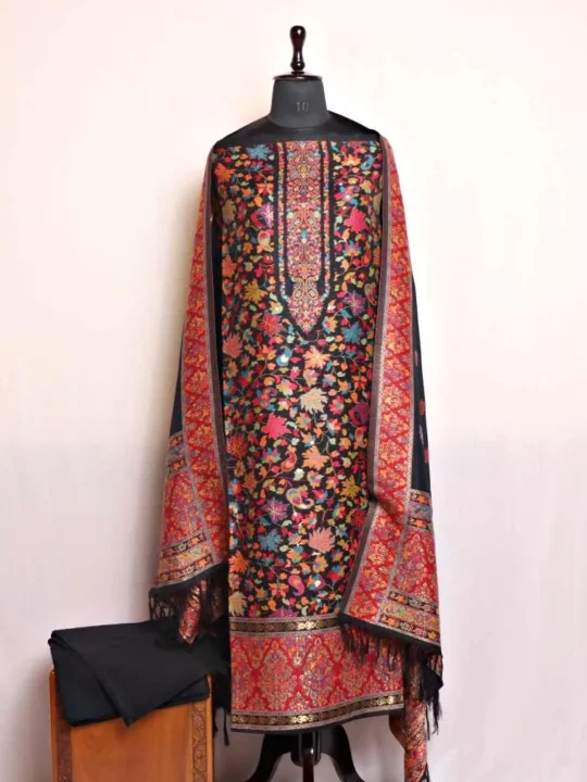 Premium Black Kani Weaving 3Pc Suit