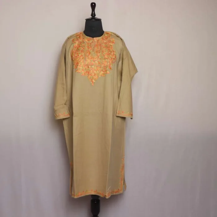 Fareeda Kashmiri Beige Cashmilon Winter Pheran - Image 2