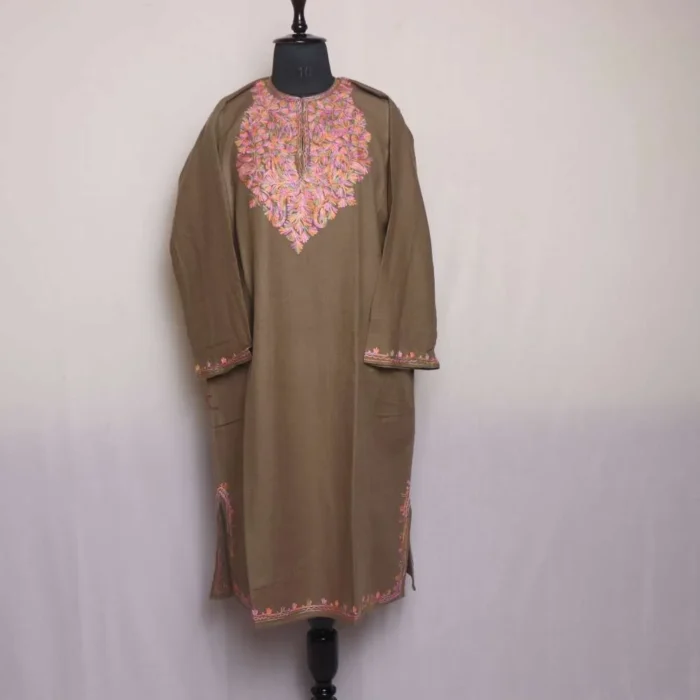 Parveen Kashmiri Aari Embroidered Grey Pheran - Zikar Collection - Image 2
