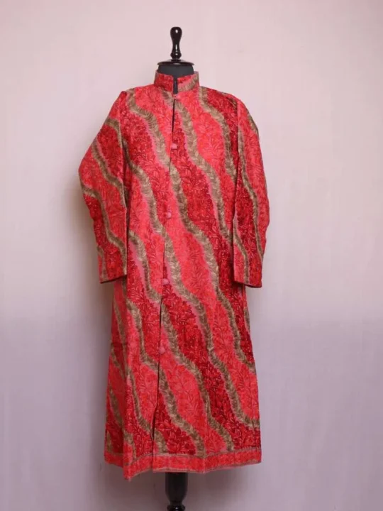 Mehnaz Cashmilon Long Coat with Beautiful Aari Detailing