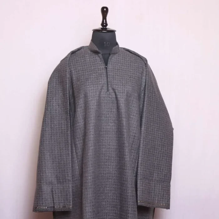 Bashir Grey Tweed Pheran - Classic Winter Comfort - Image 2