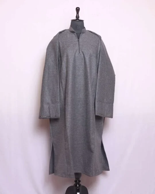 Bashir Grey Tweed Pheran - Classic Winter Comfort