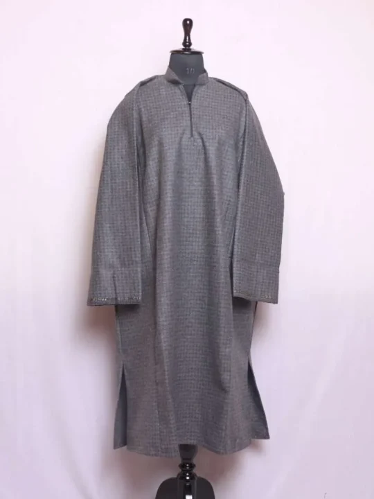 Bashir Grey Tweed Pheran - Classic Winter Comfort