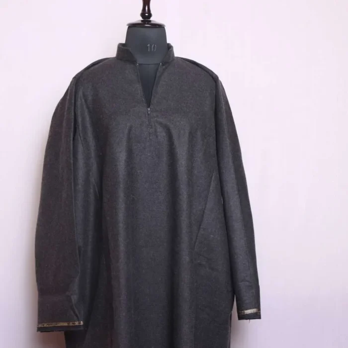 Imran Dark Grey Tweed Pheran - Traditional Winter Comfort - Image 2