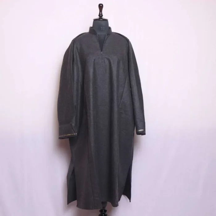 Imran Dark Grey Tweed Pheran - Traditional Winter Comfort