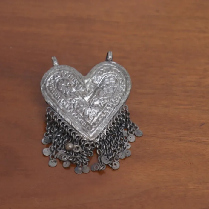 Heart-Shaped Vintage-Inspired Antique Silver Pendant