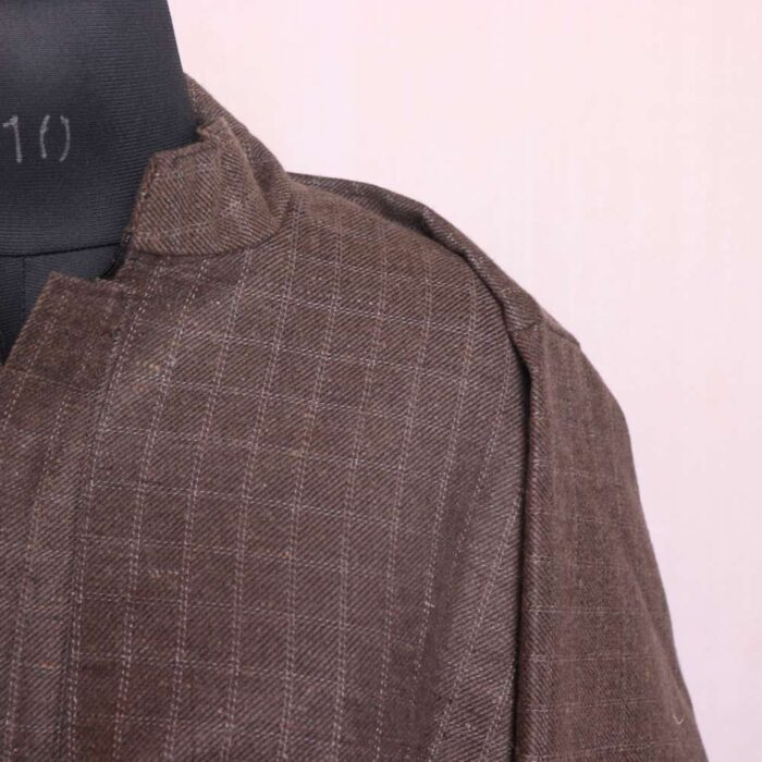 Latif Chocolate Brown Check Tweed Pattu Pheran - Image 3