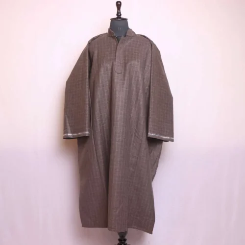 Latif Chocolate Brown Check Tweed Pattu Pheran