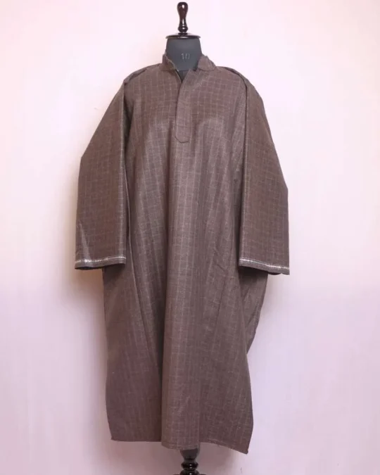 Latif Chocolate Brown Check Tweed Pattu Pheran