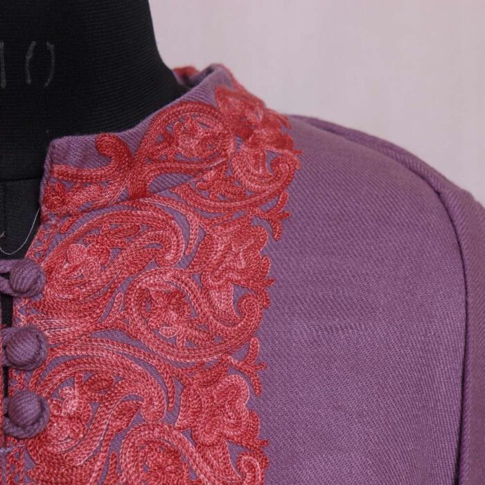 Shaista Lavender Cashmilon Short Coord Set with Refined Aari Embroidery - Image 3