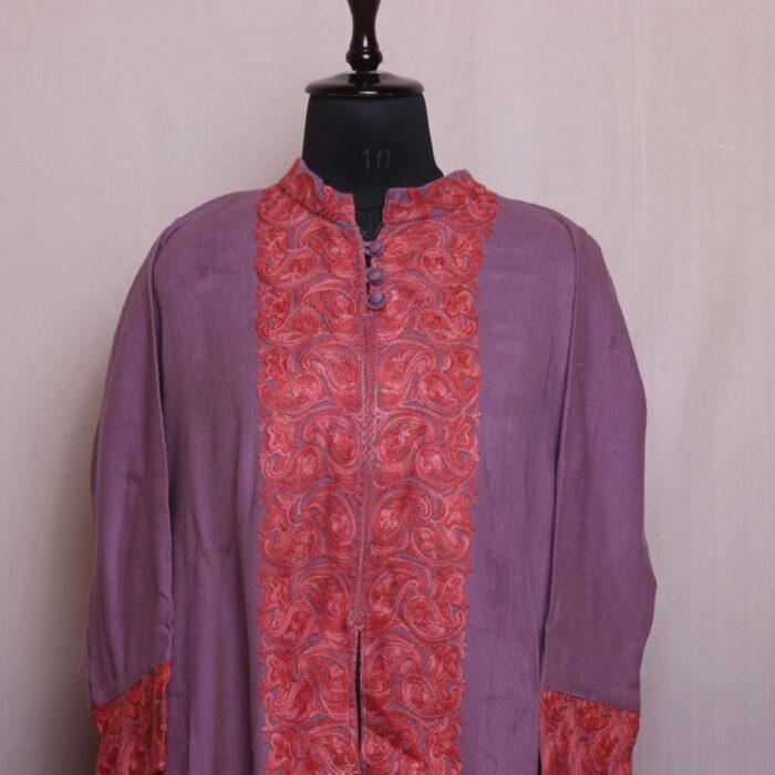 Shaista Lavender Cashmilon Short Coord Set with Refined Aari Embroidery - Image 2