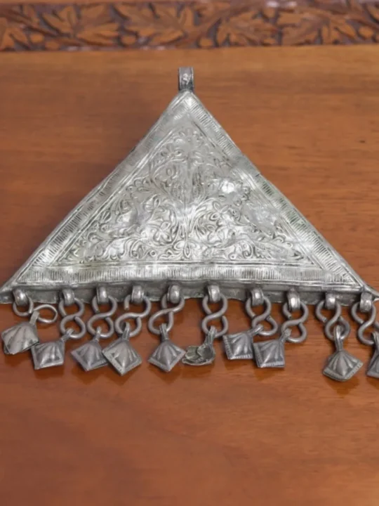Antique Silver Triangle Pendant – Elegant Tradition