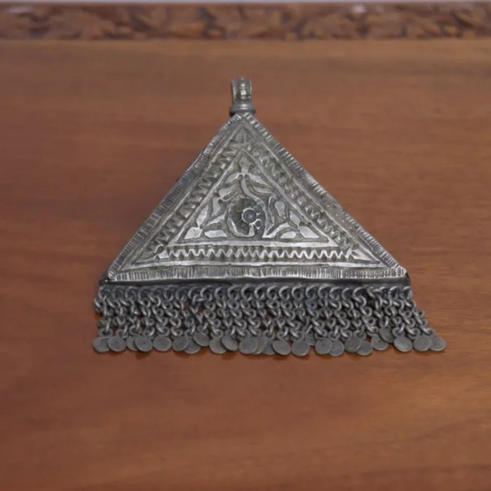 Vintage Antique Silver Kashmiri Jewelry Triangle Pendant