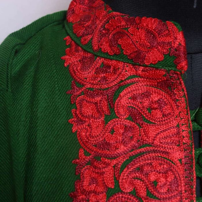 Saira Green Cashmilon Coord Set - Exquisite Aari Embroidery - Image 3