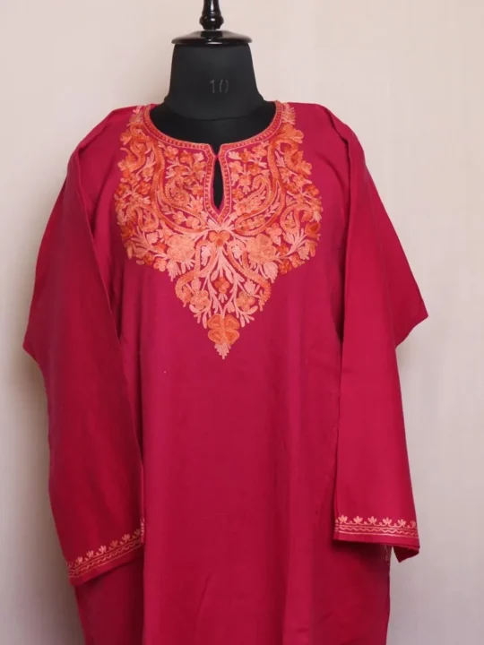 Sahira Kashmiri Cashmilon Pheran with Aari Embroidery - Image 3