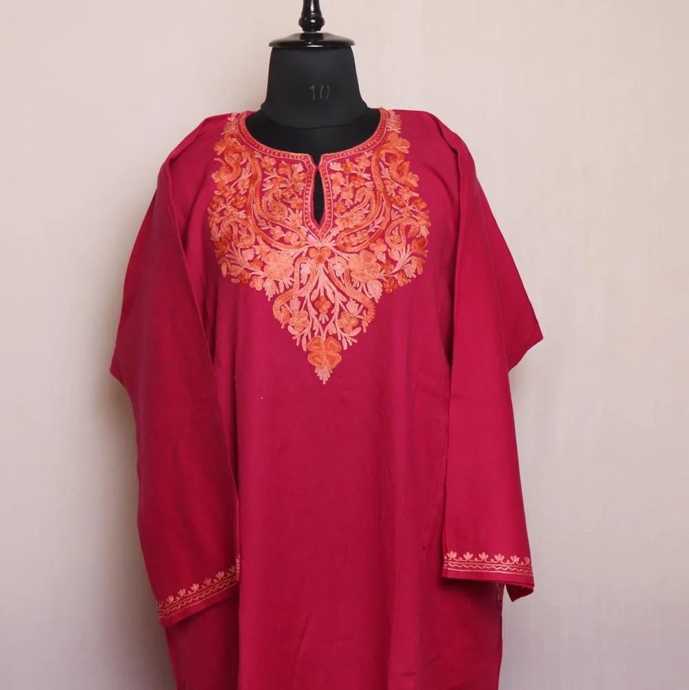 Sahira Kashmiri Cashmilon Pheran with Aari Embroidery - Image 3